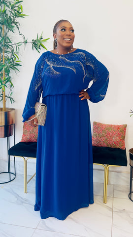 CRESSIDA EXCLUSIVE STONED MAXI DRESS (Royal Blue)