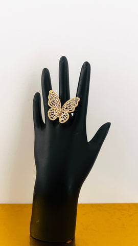 BUTTERFLY ZIRCONIA BOLD RING (Gold)