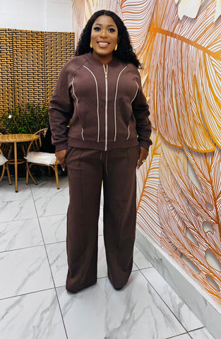 REYNA BOMBER JACKET /PANT SET (Brown)