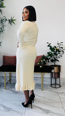TYLA RIBBED BODYCON SWEATER DRESS (Nude)