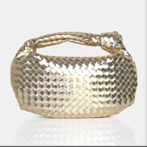 CARIE METALLIC WOVEN PURSE (Gold)