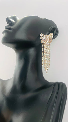 NAHIRA BUTTERFLY RHINESTONE DROP EARRINGS (Gold)