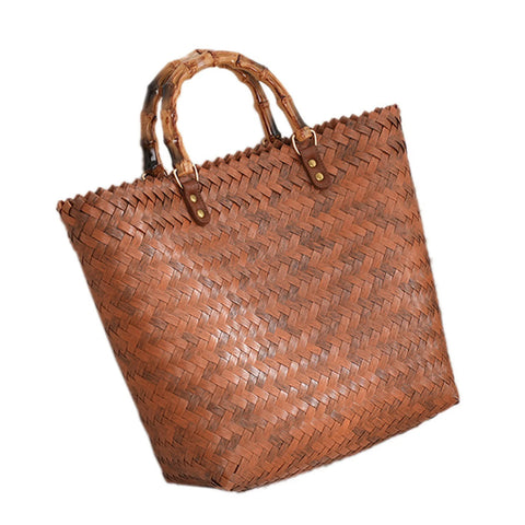 HALLE VINTAGE WOVEN BAMBOO HANDBAG