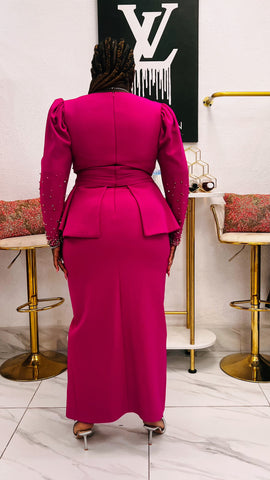 FLORÉA Crystal Embellished Peplum Occasion Dress