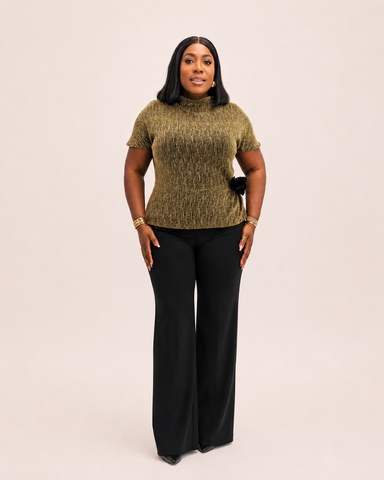 Marbella Metallic Rosette Top - Gold