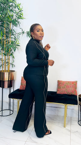 ACAICA EMBELLISHED RHINESTONE 2PC SET (Black)