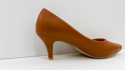 CHERRY POINTED TOE LOW HEELS (Leather Tan)