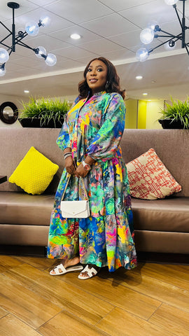 The Talia Watercolor Tiered Maxi Dress