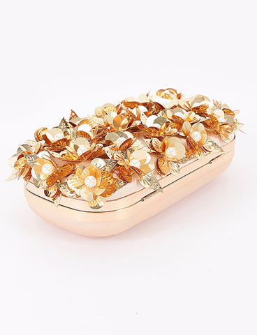 CIARA FLORAL APPLIQUÉS SATIN CLUTCH PURSE