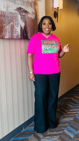 AMORE Embellished Graphic Tee (Pink)