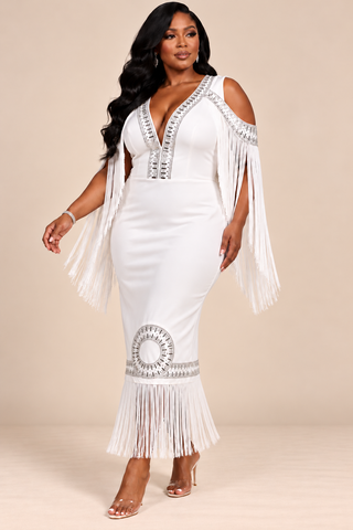 Simone Crystal Fringe Statement Dress