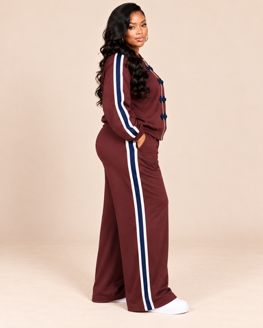 Bridget Contrast Trim Wide-Leg Tracksuit Set