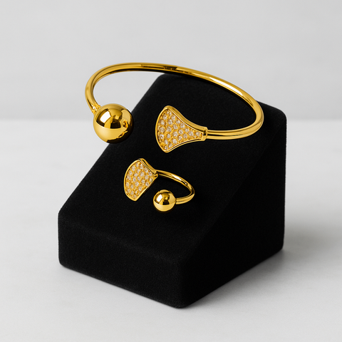 BELLA BANGLE & RING JEWELRY SET (Gold)