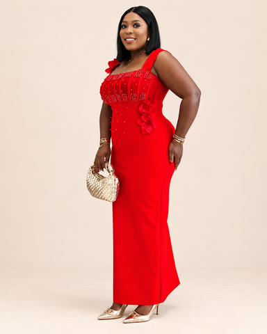 Arlisse Embellished Floral Maxi Dress
