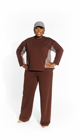 Cocoa Pinstripe Contrast Relaxed Set (Brown)