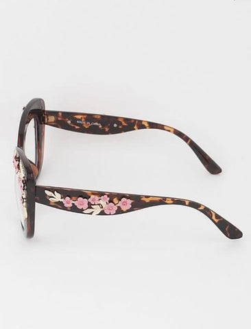 HAVANA FLORAL CLEAR SUNGLASSES