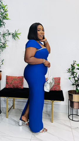 SAPPHIRE EMPRESS EMBELLISHED MAXI BANDAGE DRESS (Royal Blue)