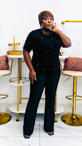 Trulia Mesh Crichet Rhinestone Top