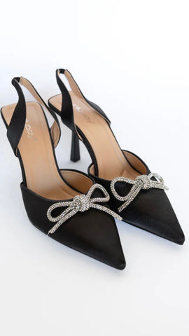 QUINCCY RHINESTONE BOW SLING BACK PUMPS