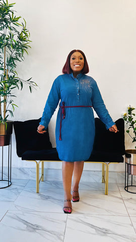 denim embellished dress Linez Embellished Denim Dress Retrofete