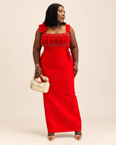 Arlisse Embellished Floral Maxi Dress