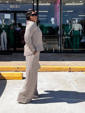 VALIA CHECKERED PRINT  COTTON LOUNGE SET