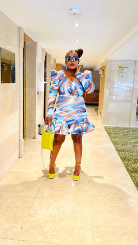 JUNIA SWIRL SCUBA HEM DRESS