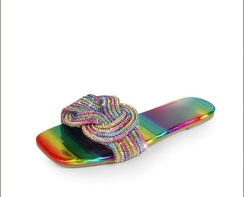 CAICOS EMBELLISHED SLIP ON SANDAL (Rainbow)