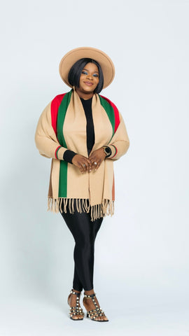 ANGELIQUE PONCHO TOP (Tan) - styletittudeapparelusa