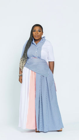 BLENDED PINSTRIPES MAXI DRESS - styletittudeapparelusa