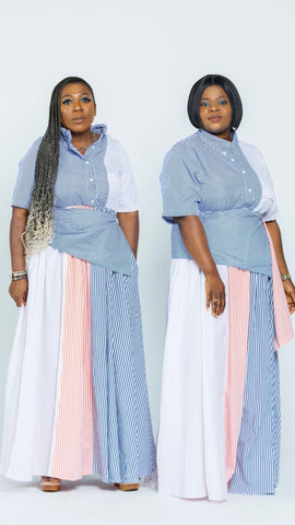 BLENDED PINSTRIPES MAXI DRESS - styletittudeapparelusa