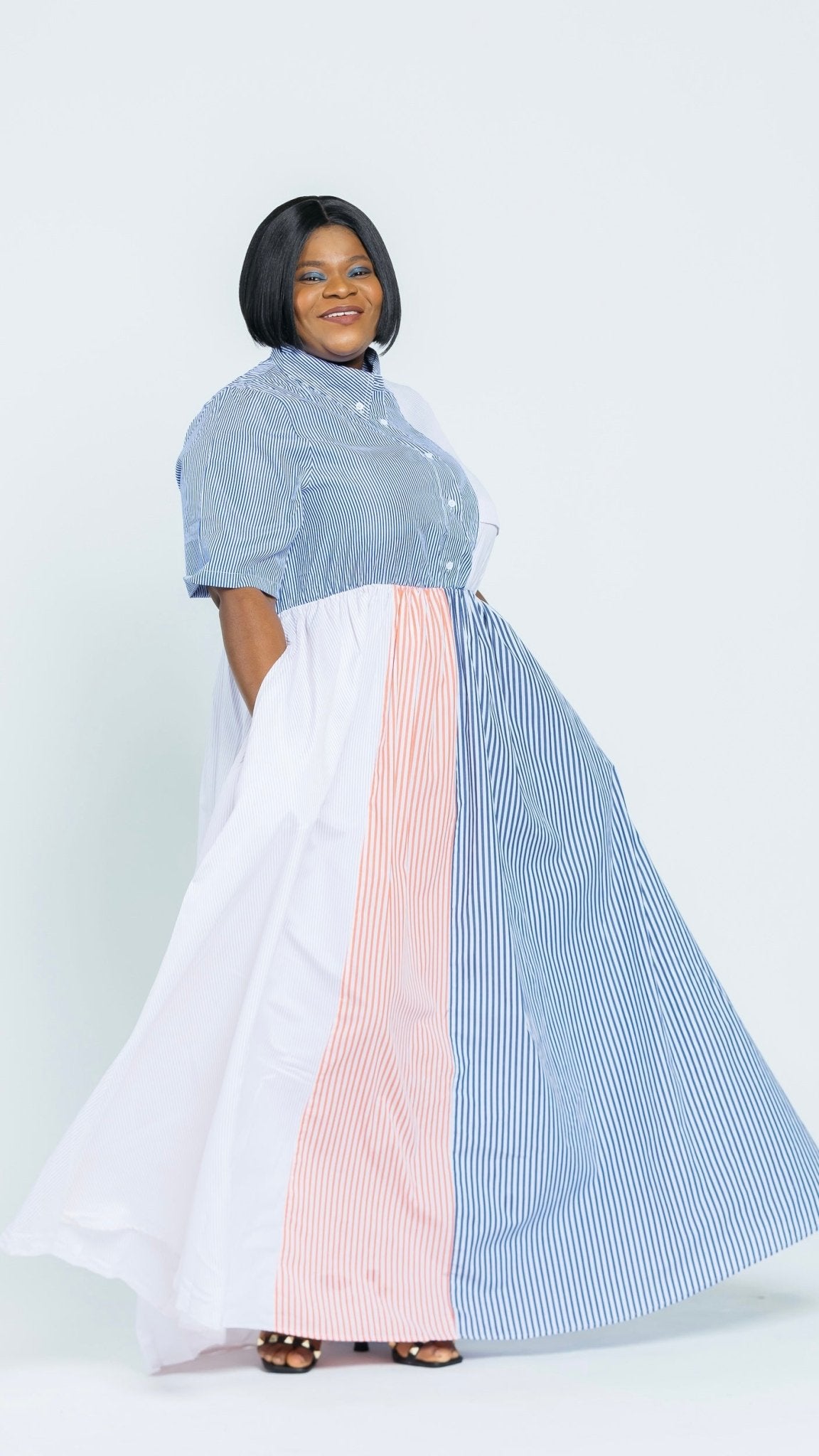 BLENDED PINSTRIPES MAXI DRESS - styletittudeapparelusa