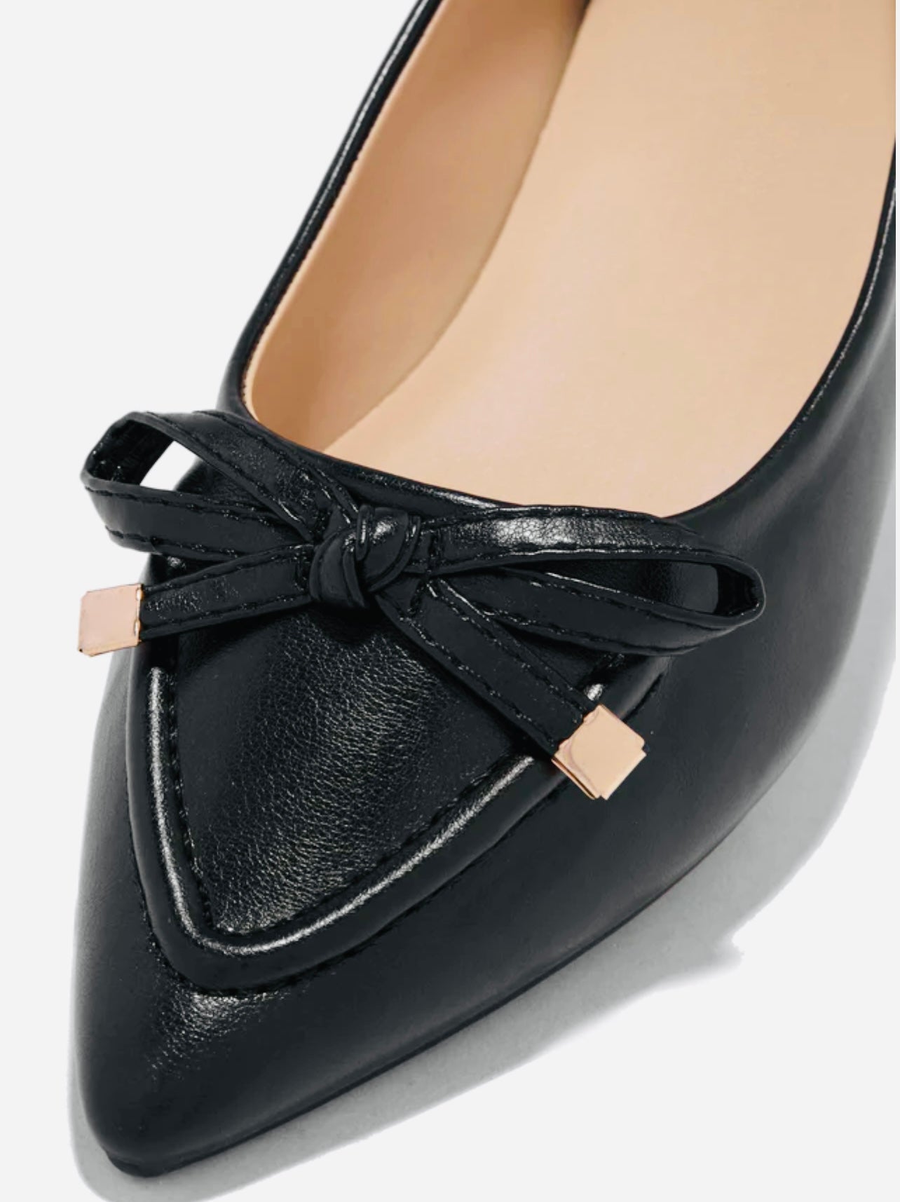 BOSSLADY BOW FLAT PUMPS (Black) - styletittudeapparelusa