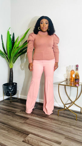 BRIDGET PUFF SLEEVE SWEATER TOP (Mauve) - styletittudeapparelusa