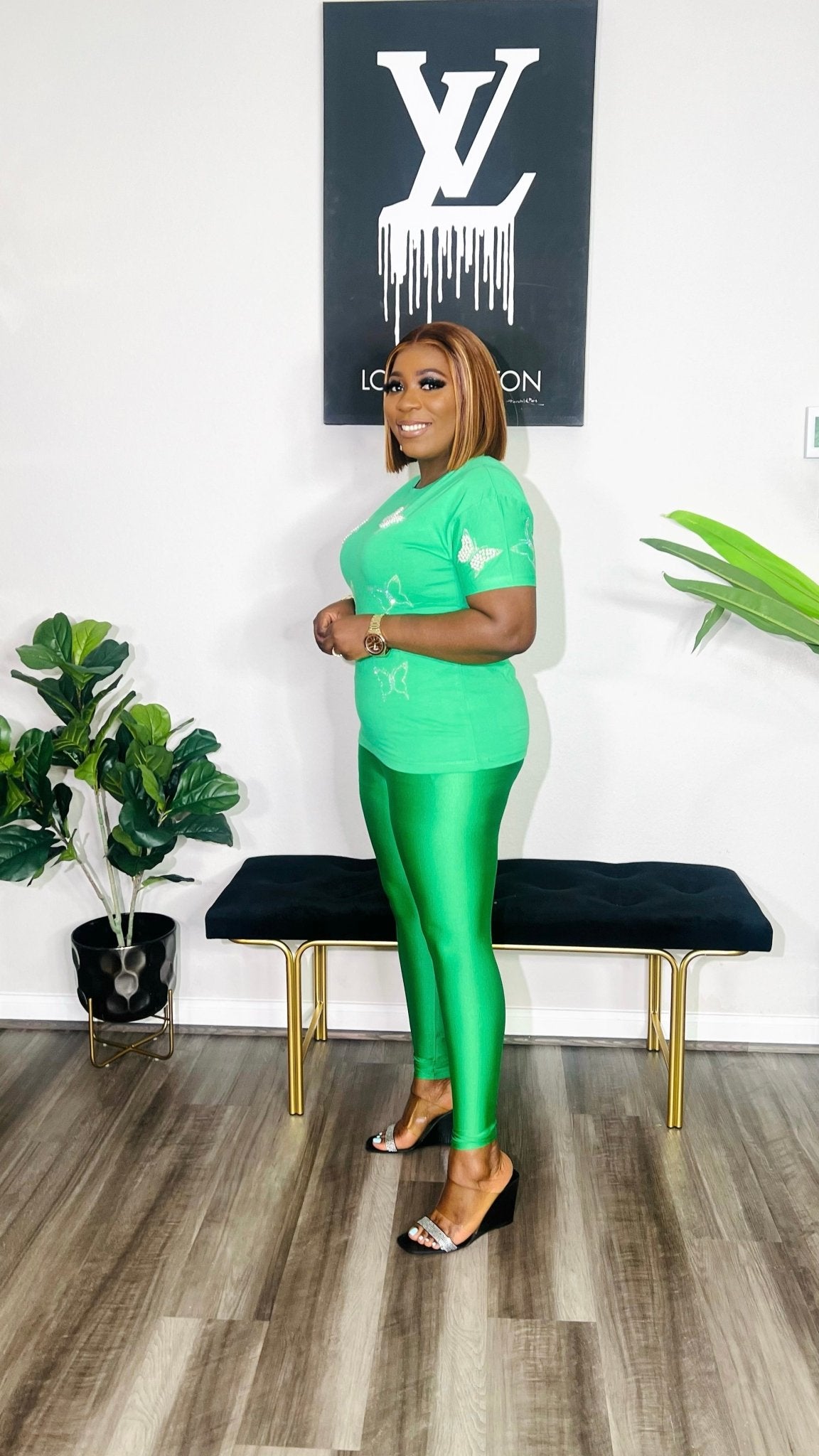 BUTTERFLY PEARL TEESHIRT TOP(Green) - styletittudeapparelusa
