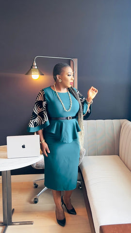 CARRINE PEPLUM MIDI DRESS (Teal) - styletittudeapparelusa