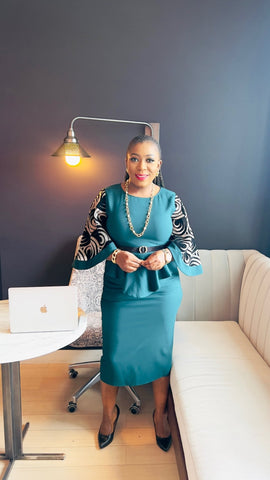 CARRINE PEPLUM MIDI DRESS (Teal) - styletittudeapparelusa