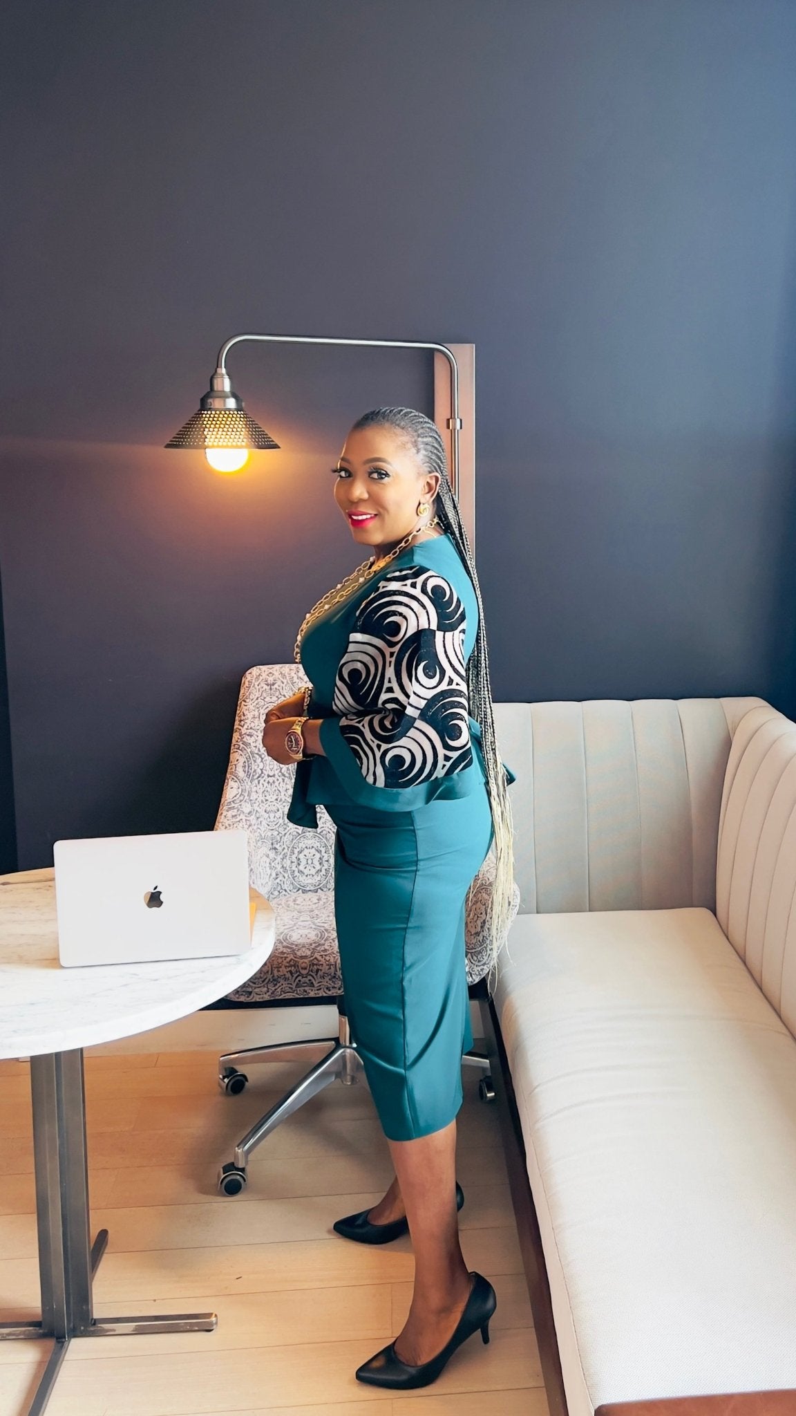 CARRINE PEPLUM MIDI DRESS (Teal) - styletittudeapparelusa