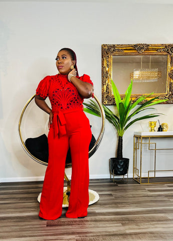 CHARMING LACE JUMPSUIT (RED) - styletittudeapparelusa