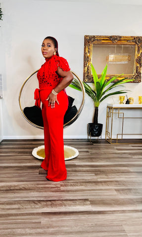 CHARMING LACE JUMPSUIT (RED) - styletittudeapparelusa