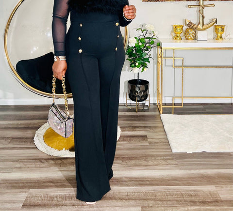 CHELSEA BUTTON PANT (Black ) - styletittudeapparelusa