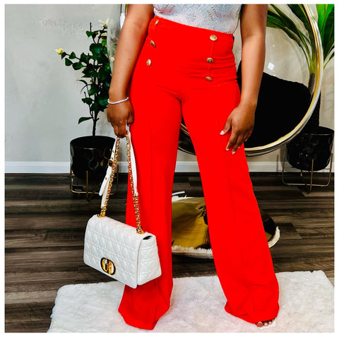 CHELSEA GOLD BUTTON PANT(Orange) - styletittudeapparelusa