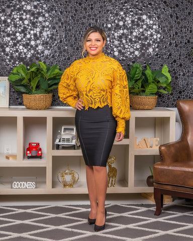 CORDS AND PUFF TOP (Mustard) - styletittudeapparelusa
