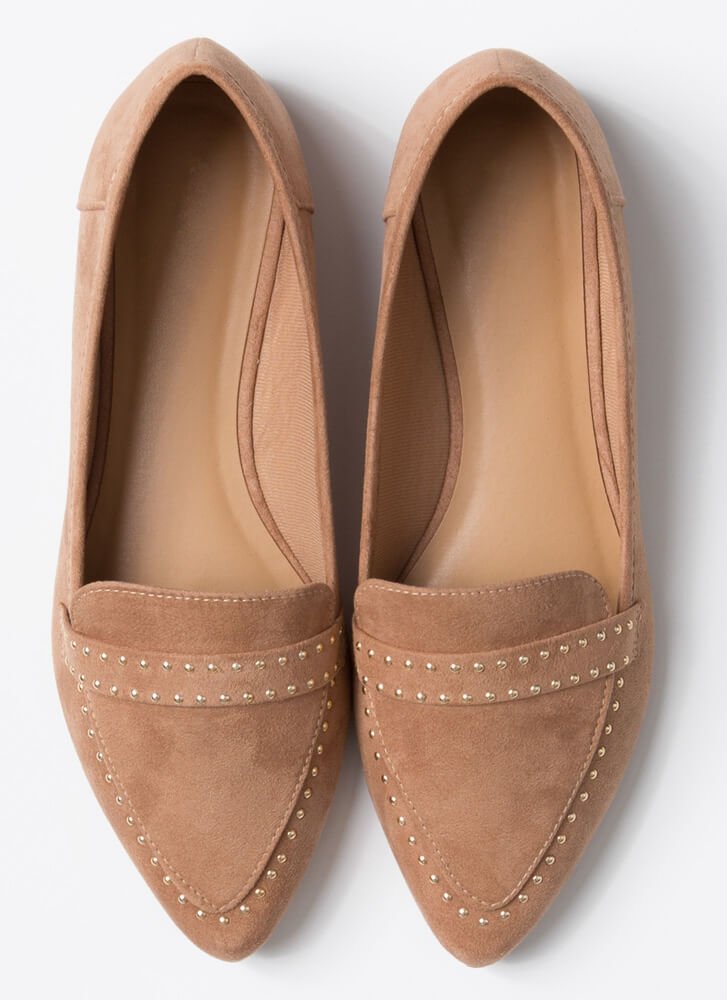 Dotted Flat Pumps (Tan) - styletittudeapparelusa