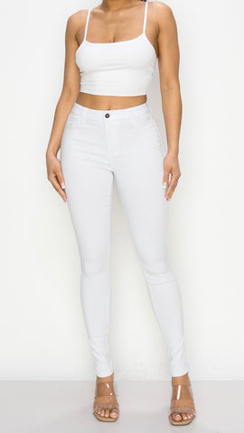 DOWNTOWN SKINNY HIGH-WAIST JEANS (White) - styletittudeapparelusa