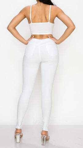 DOWNTOWN SKINNY HIGH-WAIST JEANS (White) - styletittudeapparelusa
