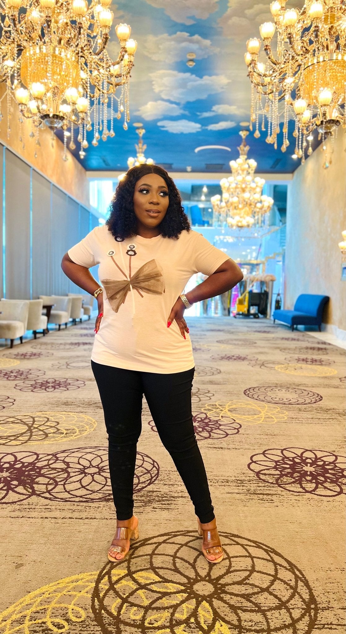 ELLE TULLE BOW TEESHIRT (Nude) - styletittudeapparelusa
