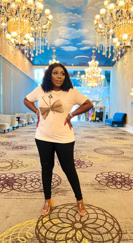 ELLE TULLE BOW TEESHIRT (Nude) - styletittudeapparelusa