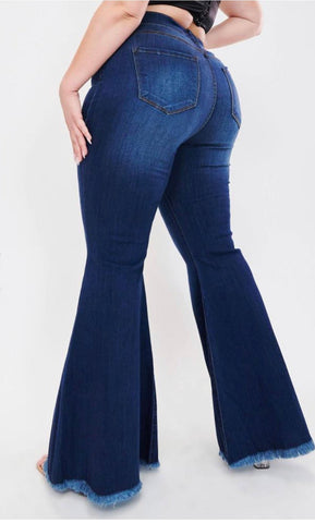 EULA CURVE DARKWASH FLARE JEANS - styletittudeapparelusa