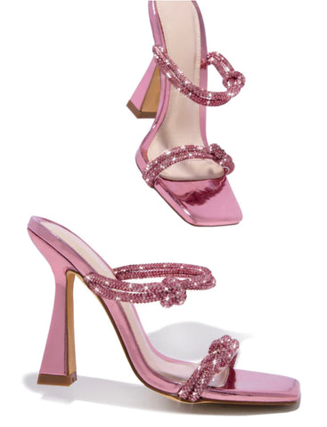 FOREVER DIAMONDS KNOTTED HEEL (Pink) - styletittudeapparelusa